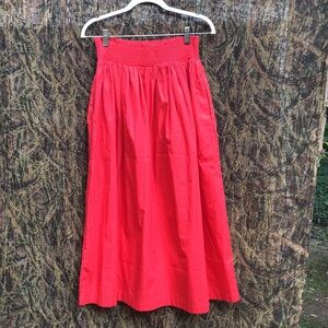 NWOT Calvin Klein Red Smocked A-Line Midi Skirt Mediun